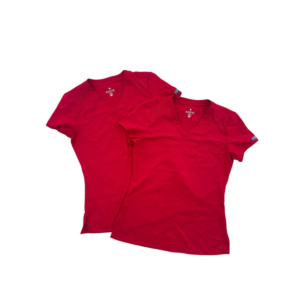 Medcouture XS scrub top set/2 red shirt extra small hospital RN CNA matching lot